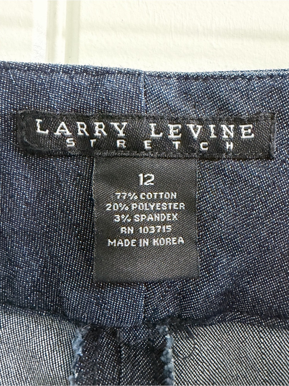 Larry Levine Navy Stretch Wide-Leg Denim Pants with Belt Sz 12 Casual Y2K Chic - Picture 2 of 9